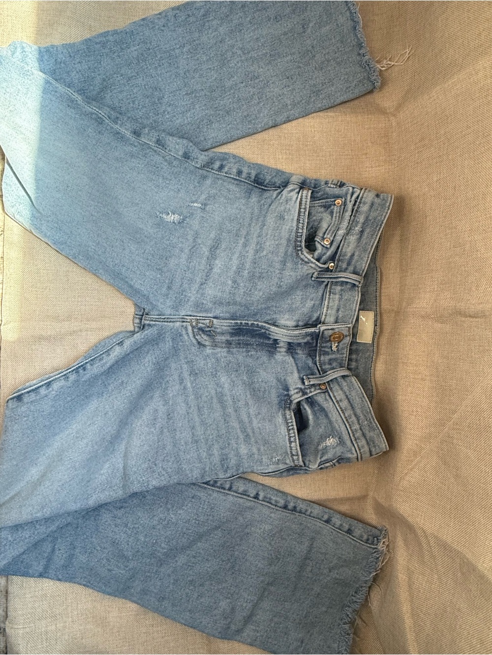 MOTHER Light Blue High-Rise Cropped Jeans